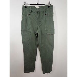 HM Women Green Cargo Utility Pants High Rise Zipper Detail Size 6